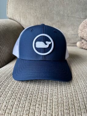 Vineyard Vines Navy & White Whale Patch Mesh Trucker Hat